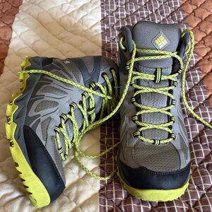 Columbia Gray with Neon Yellow Trail Mid-Top Hiking Boots
